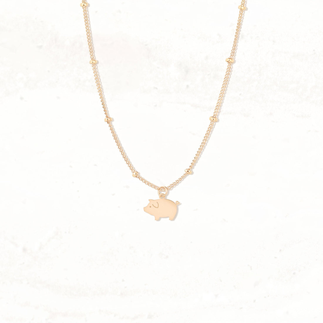 Pig Charm Beady Necklace