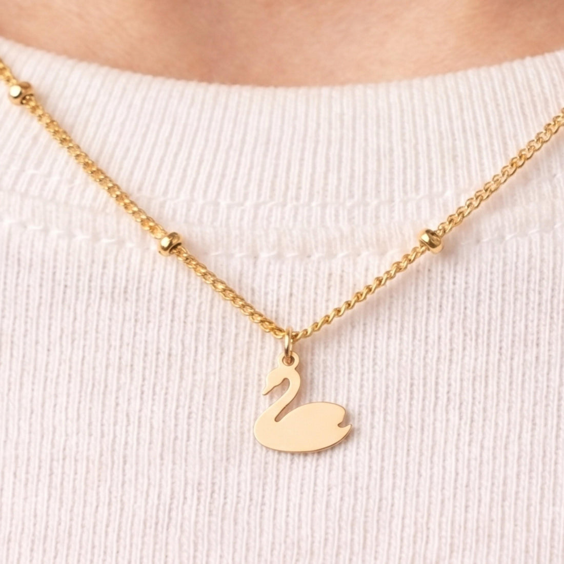 Swan Charm Beady Necklace