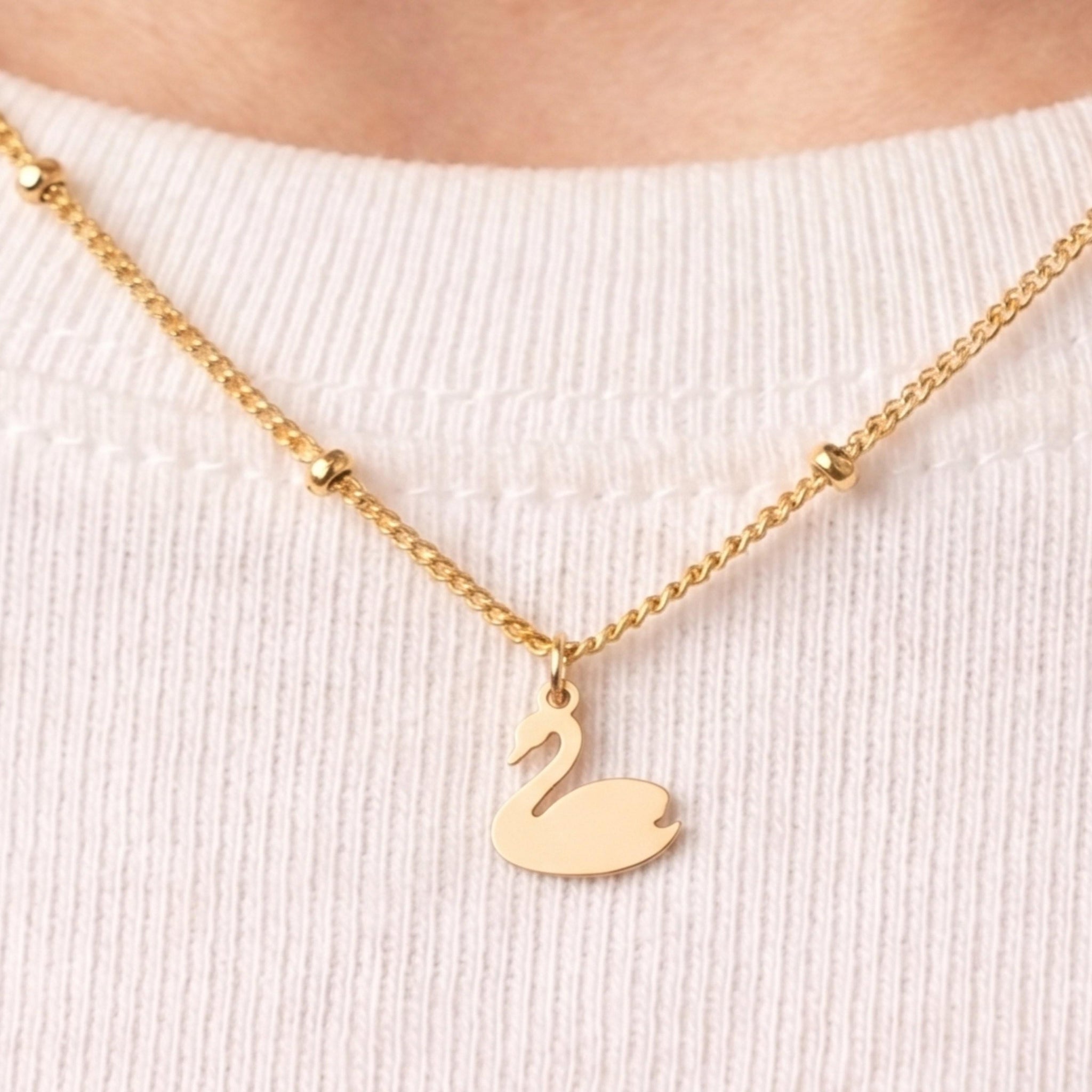 Swan Charm Beady Necklace