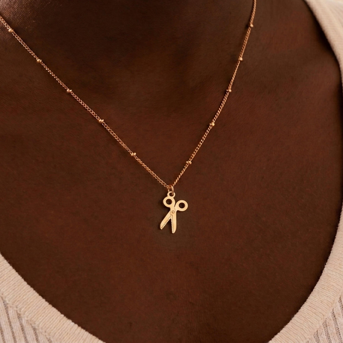 Scissors Charm Bead Necklace