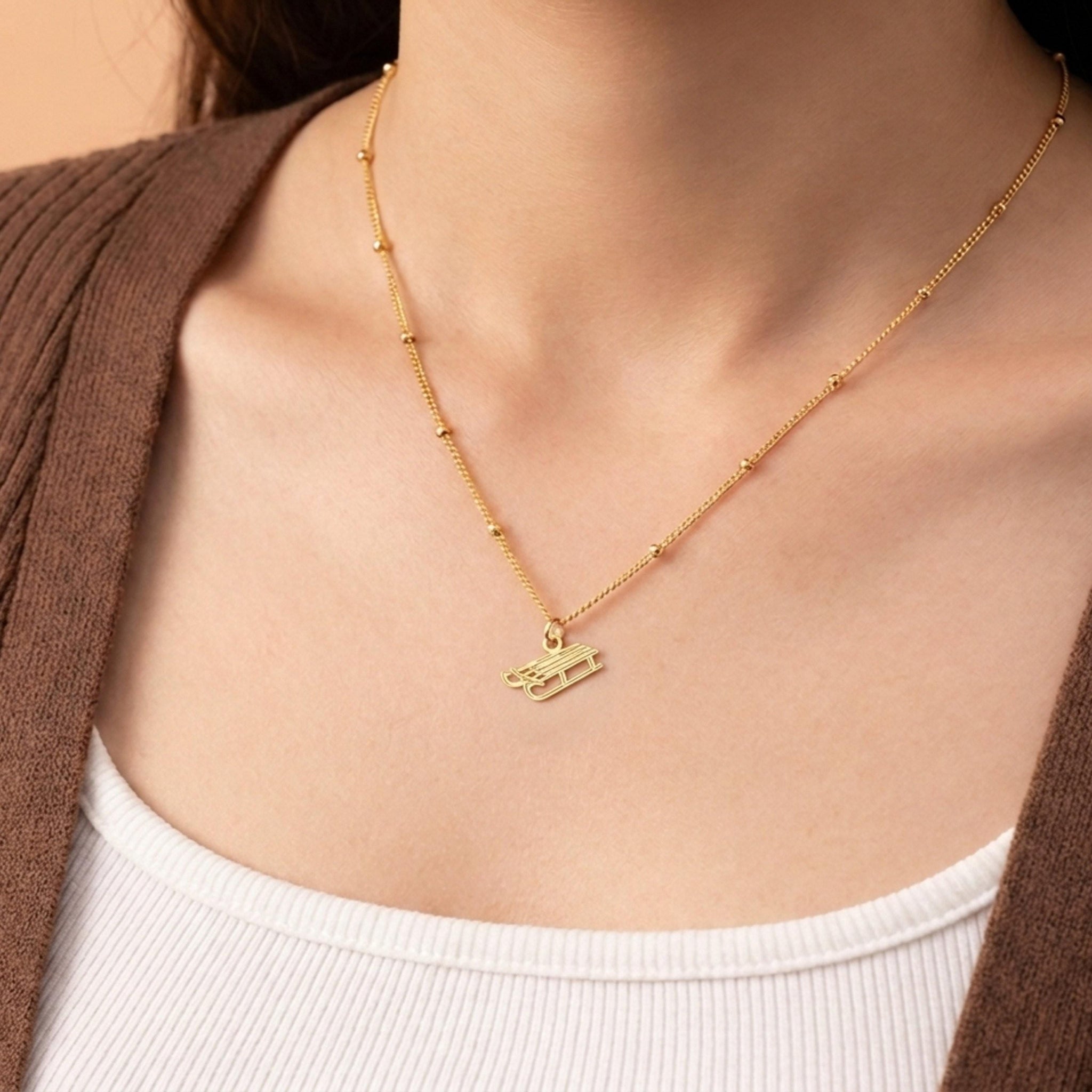 Winter Toboggan Sled Necklace