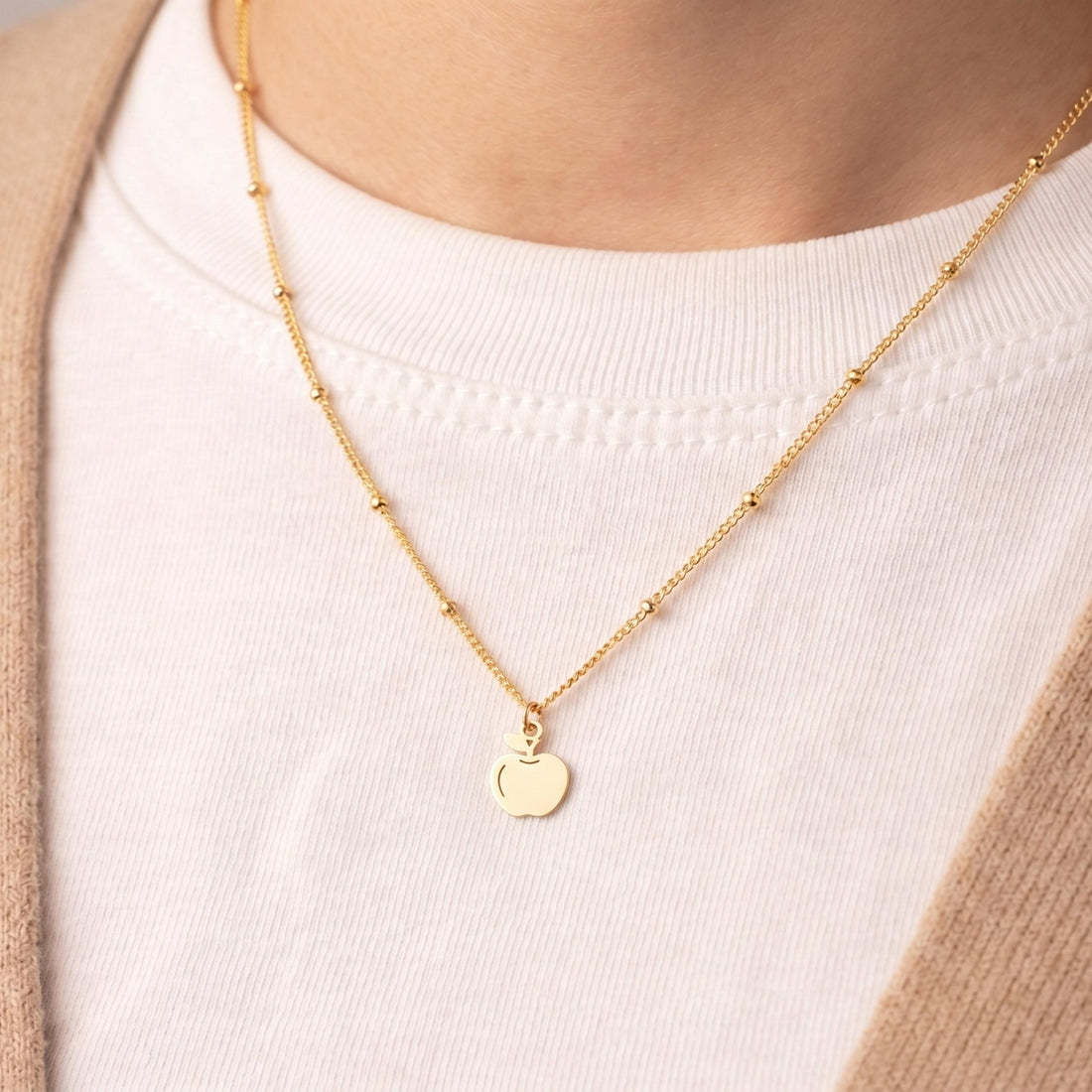 Apple Charm Beady Necklace