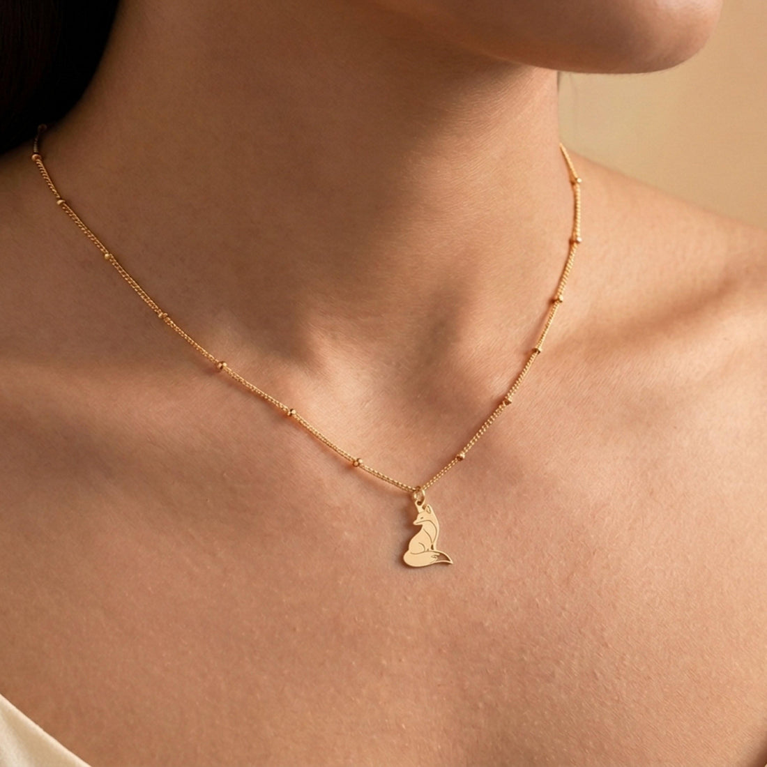 Sitting Fox Charm Necklace
