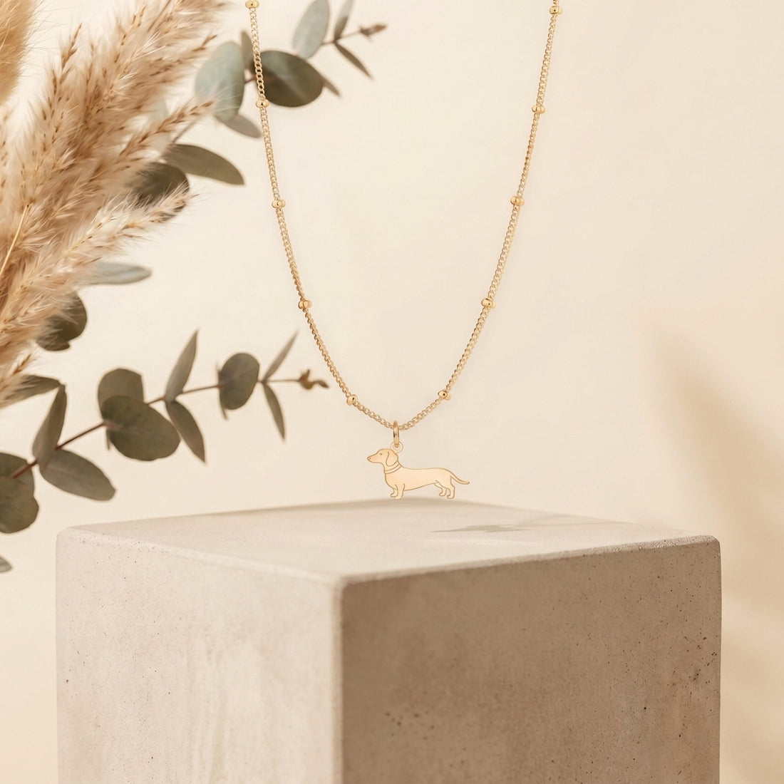 Dachshund Dog Charm Beady Necklace