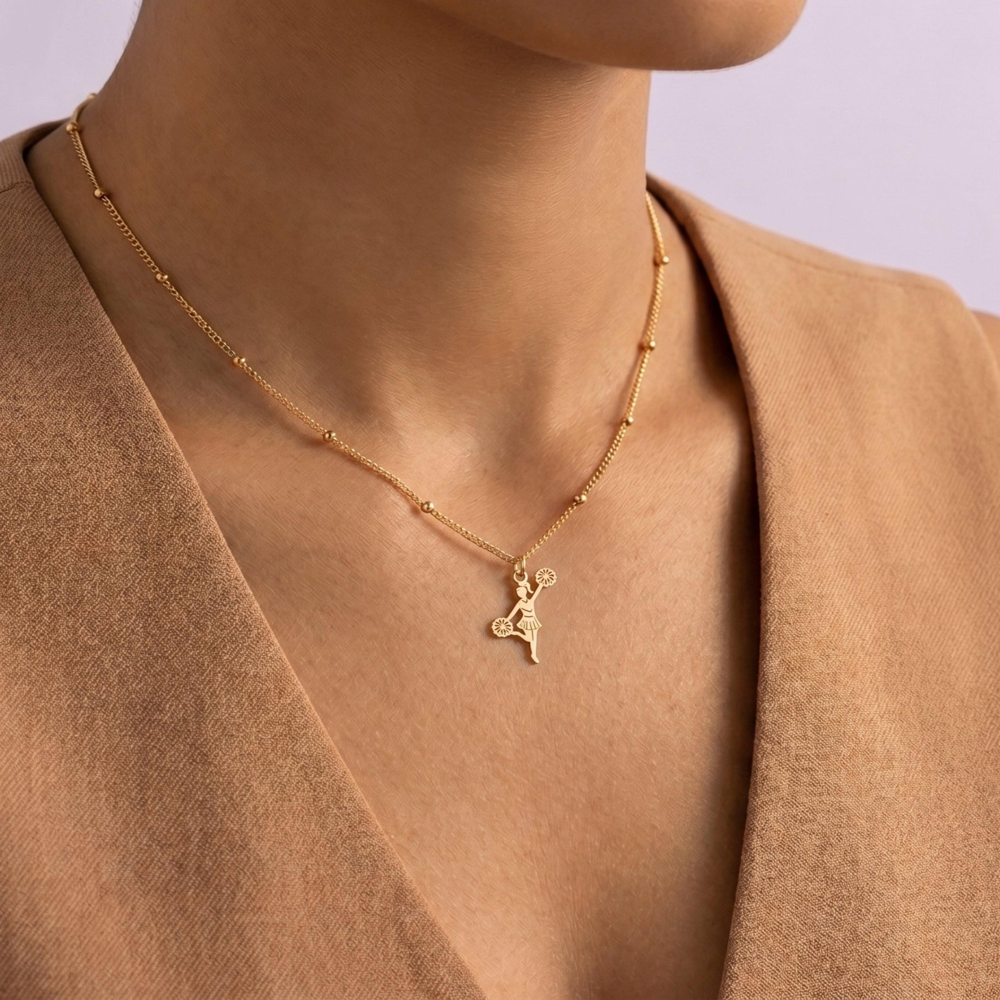 Cheerleader Pose Beady Necklace