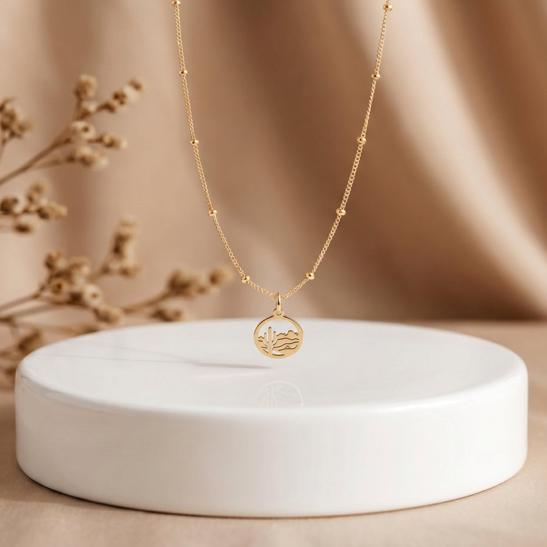 Desert Cactus Scene Necklace