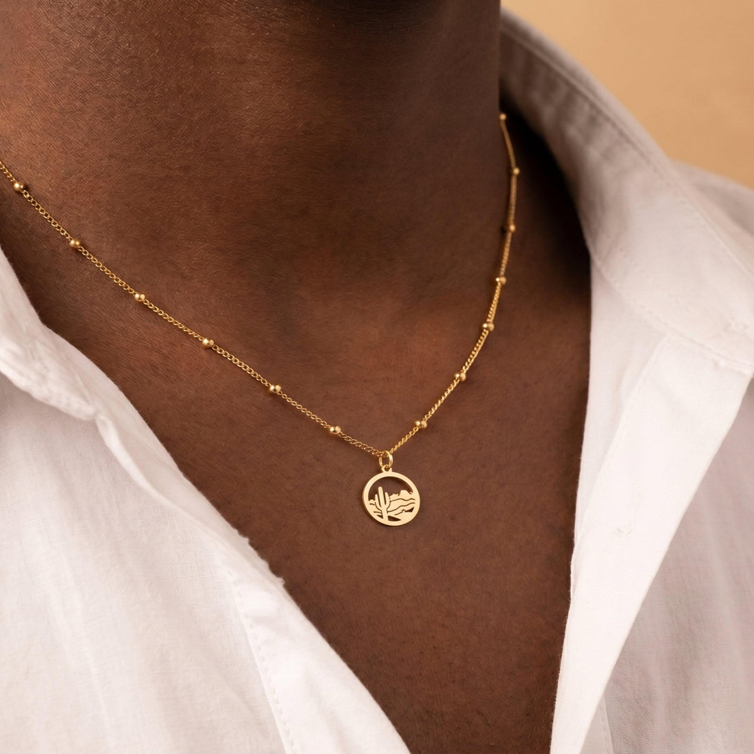 Desert Cactus Scene Necklace