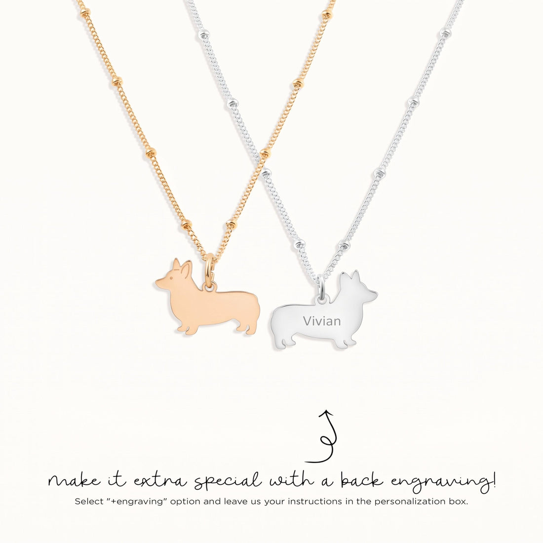Corgi Charm Beady Necklace