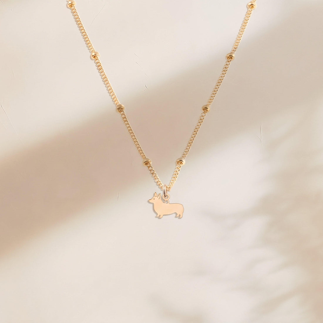 Corgi Charm Beady Necklace