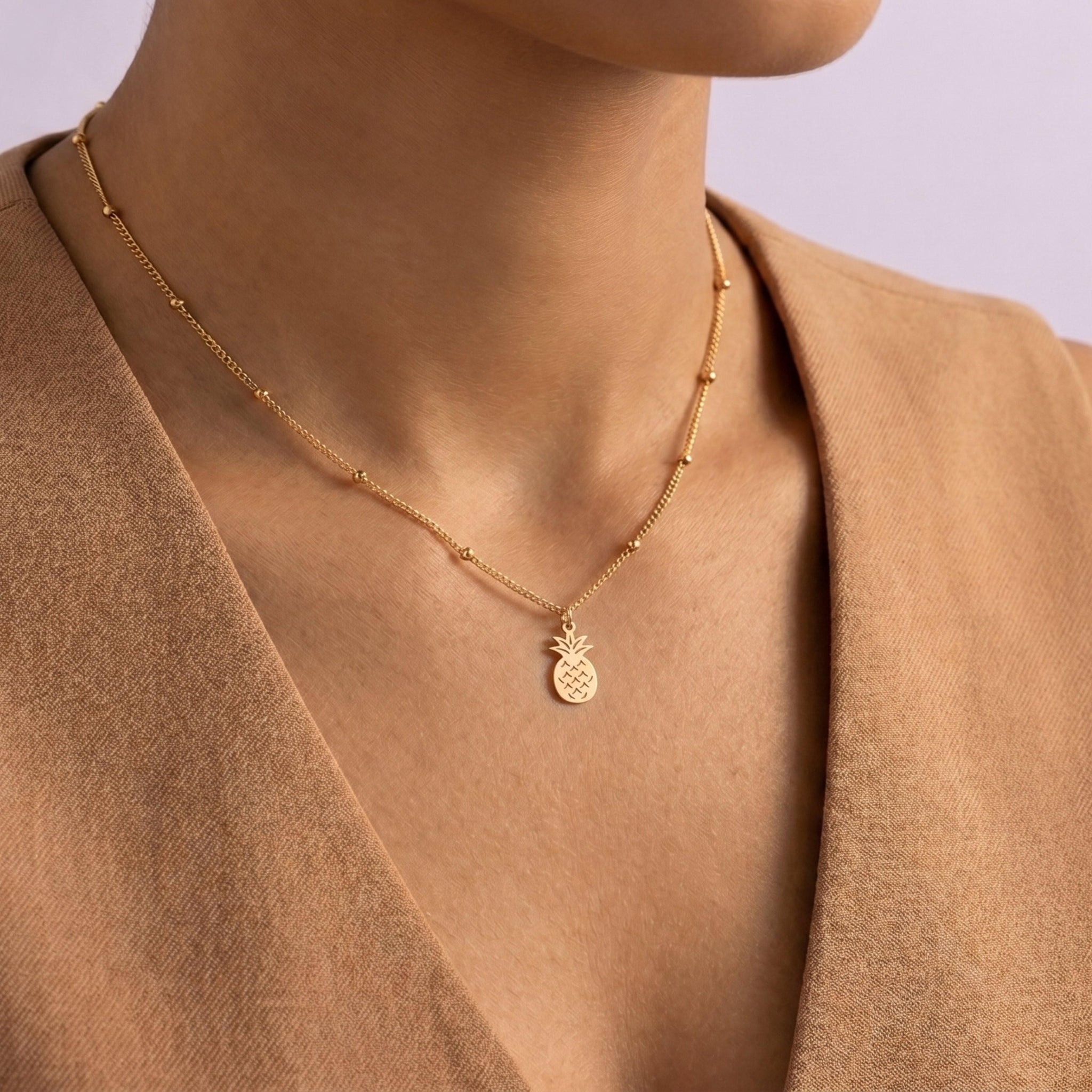 Pineapple Charm Beady Necklace