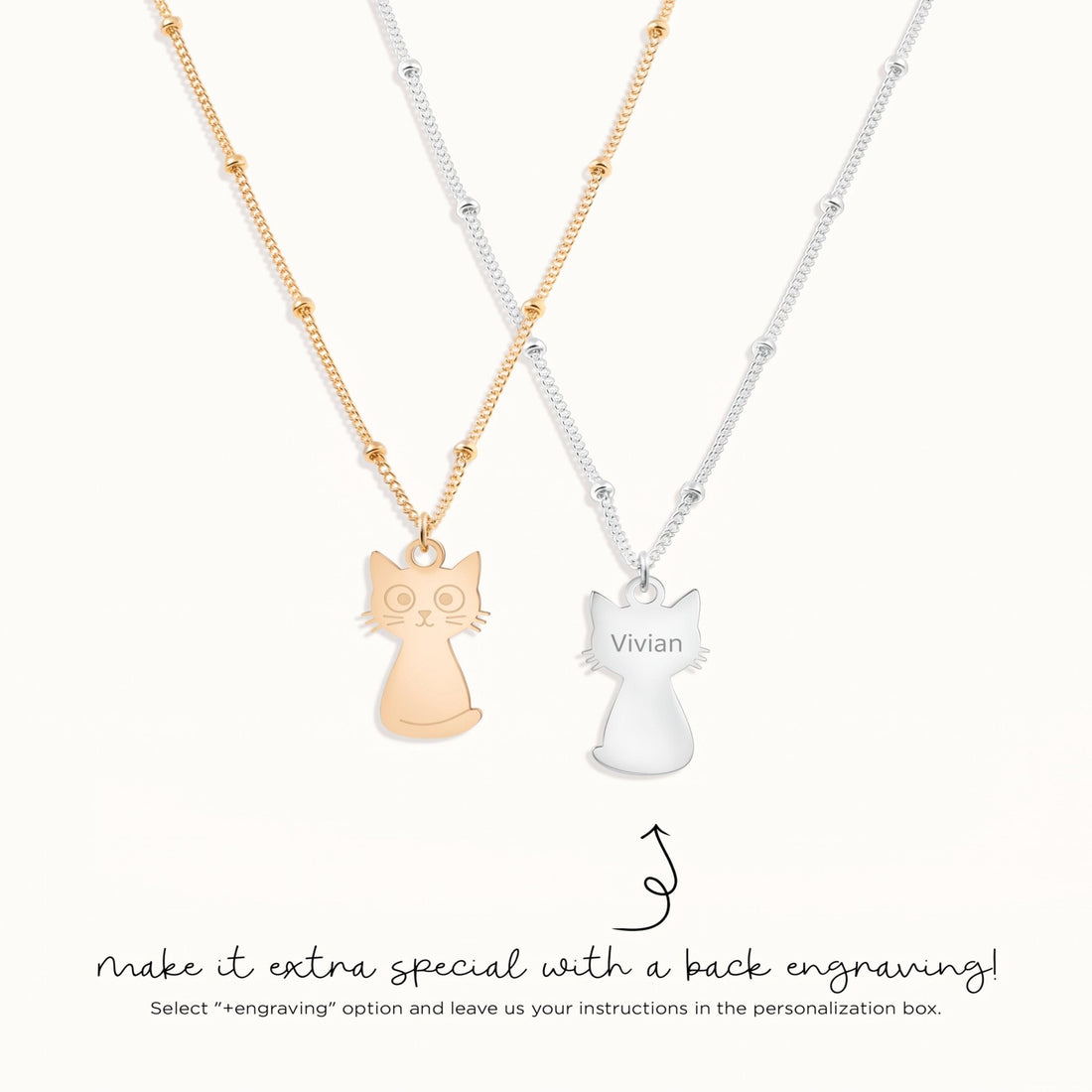 Cat Charm Beady Necklace