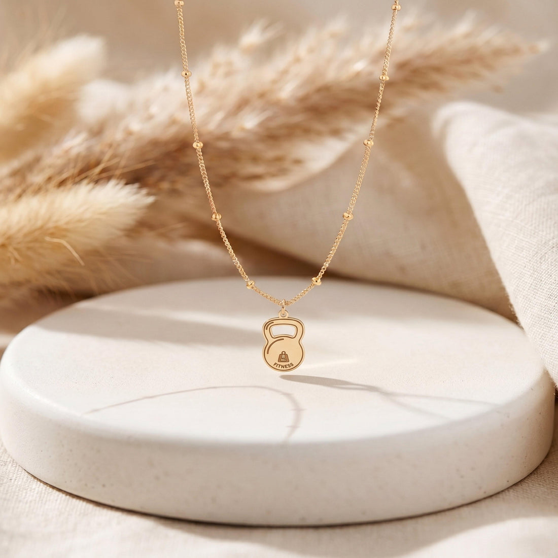Kettlebell Charm Beady Necklace