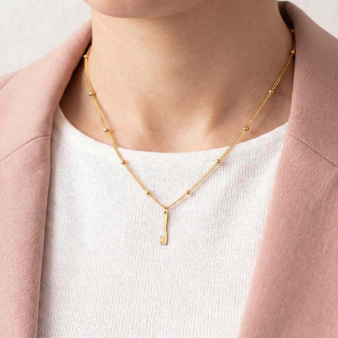 Toothbrush Charm Beady Necklace
