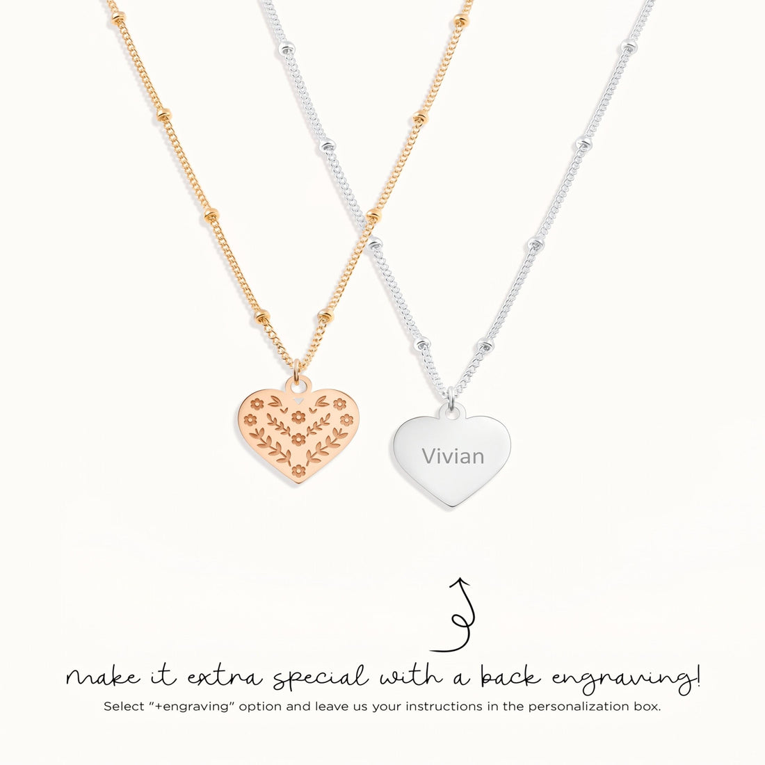 Heart Flower Charm Necklace