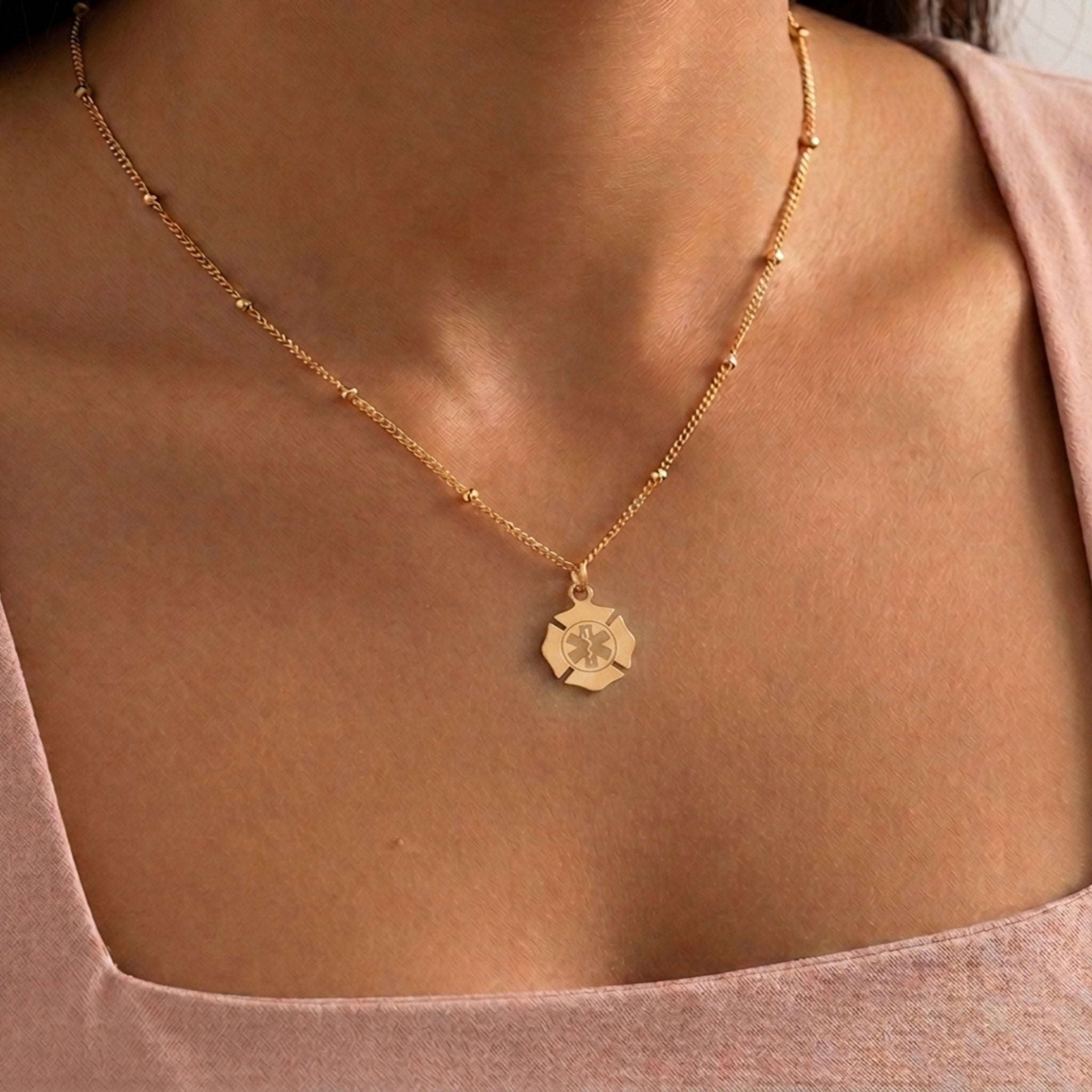 Caduceus Charm Beady Necklace