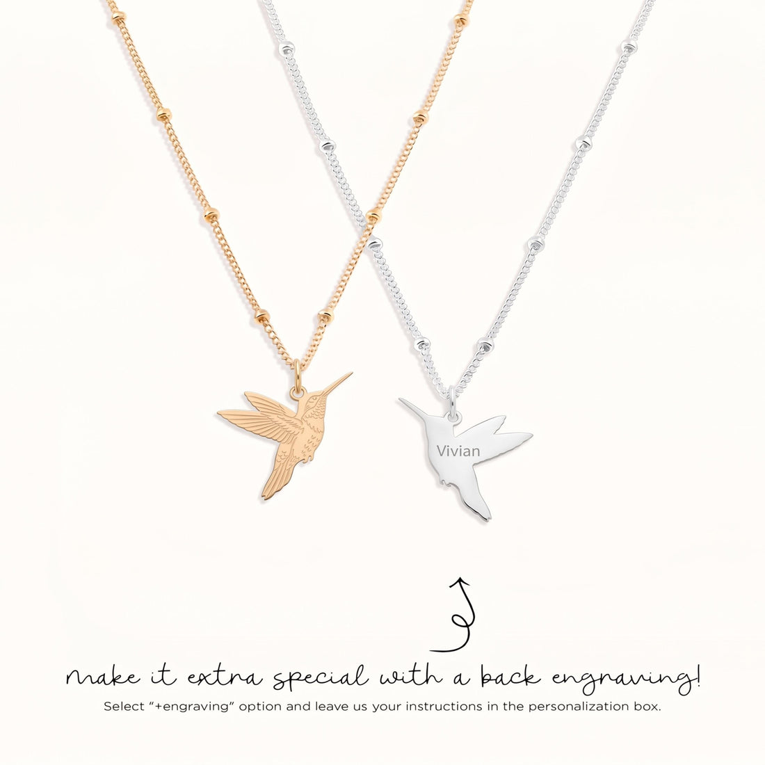 Hummingbird Charm Beady Necklace
