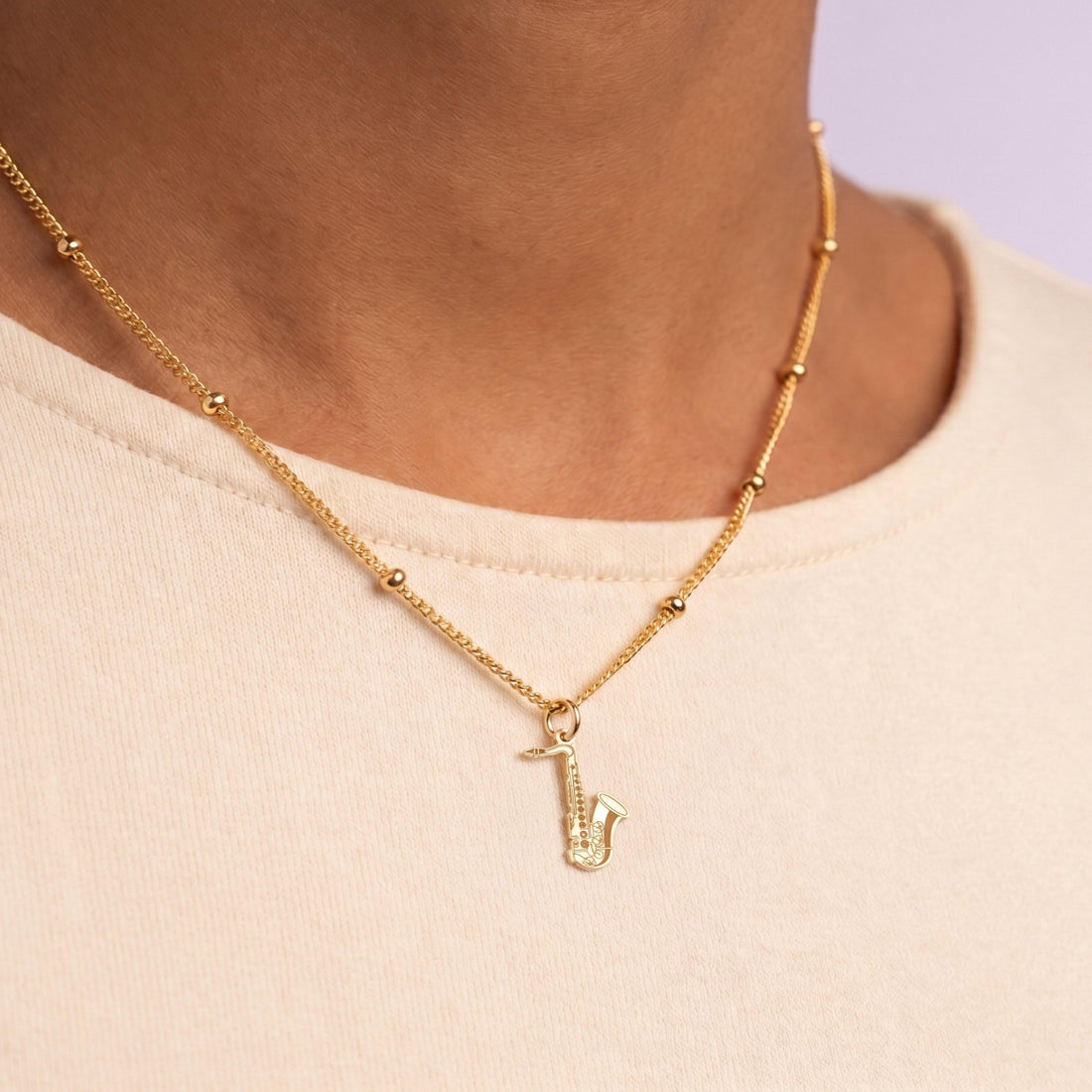 Saxophone Charm Beady Necklace