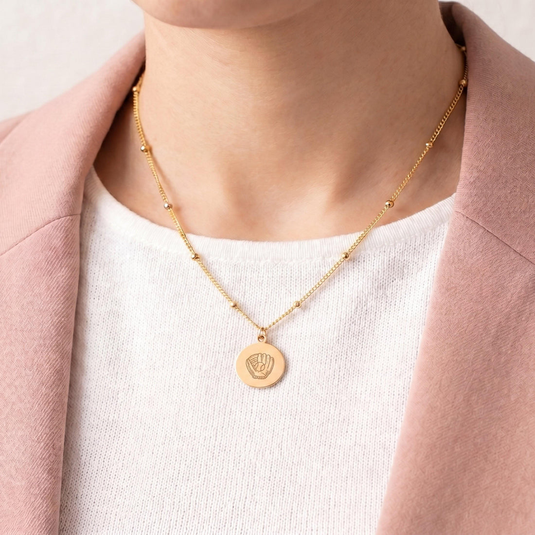 Baseball Glove Disc Charm Necklace