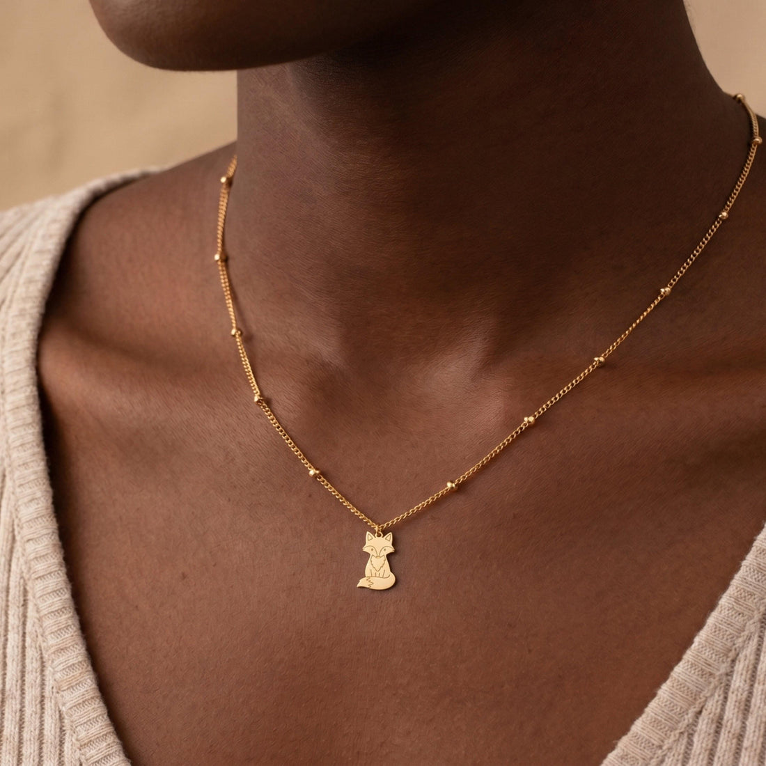 Sitting Fox Charm Necklace