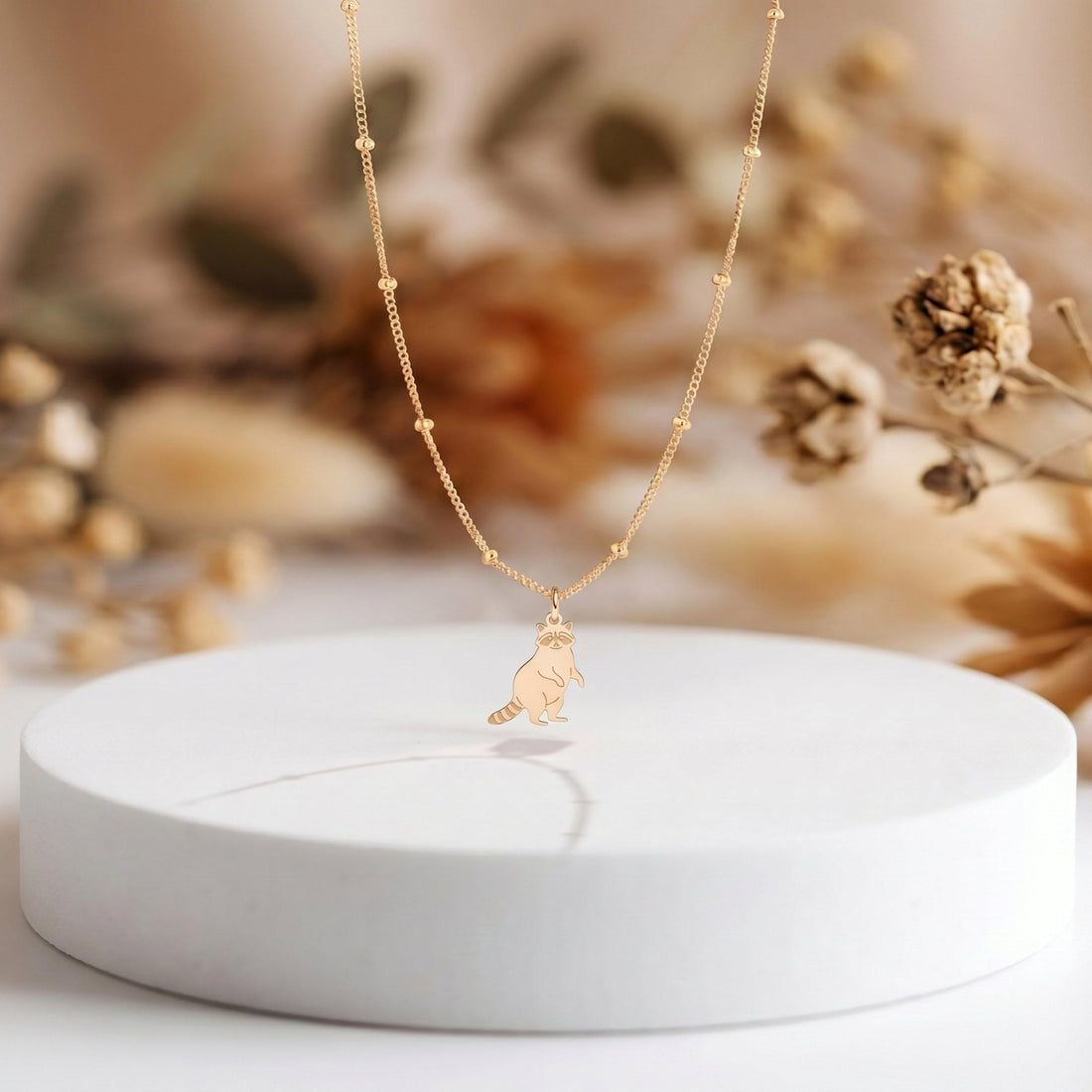 Standing Raccoon Charm Necklace