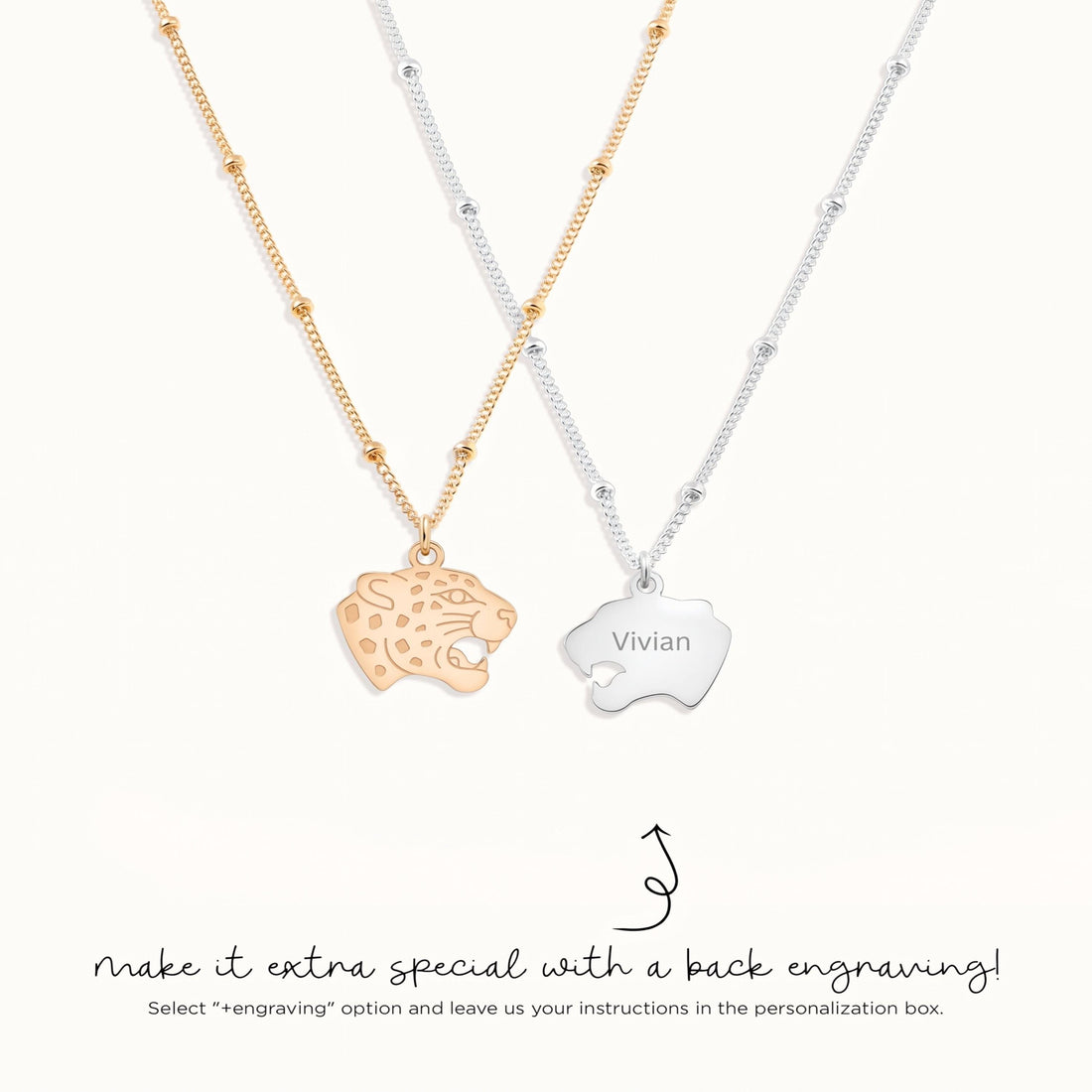 Leopard Charm Beady Necklace