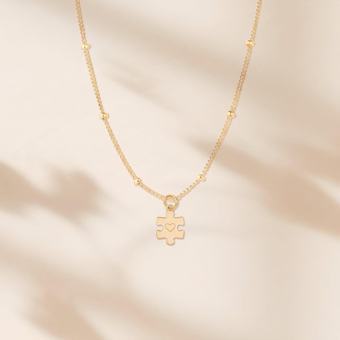Puzzle Heart Beady Necklace