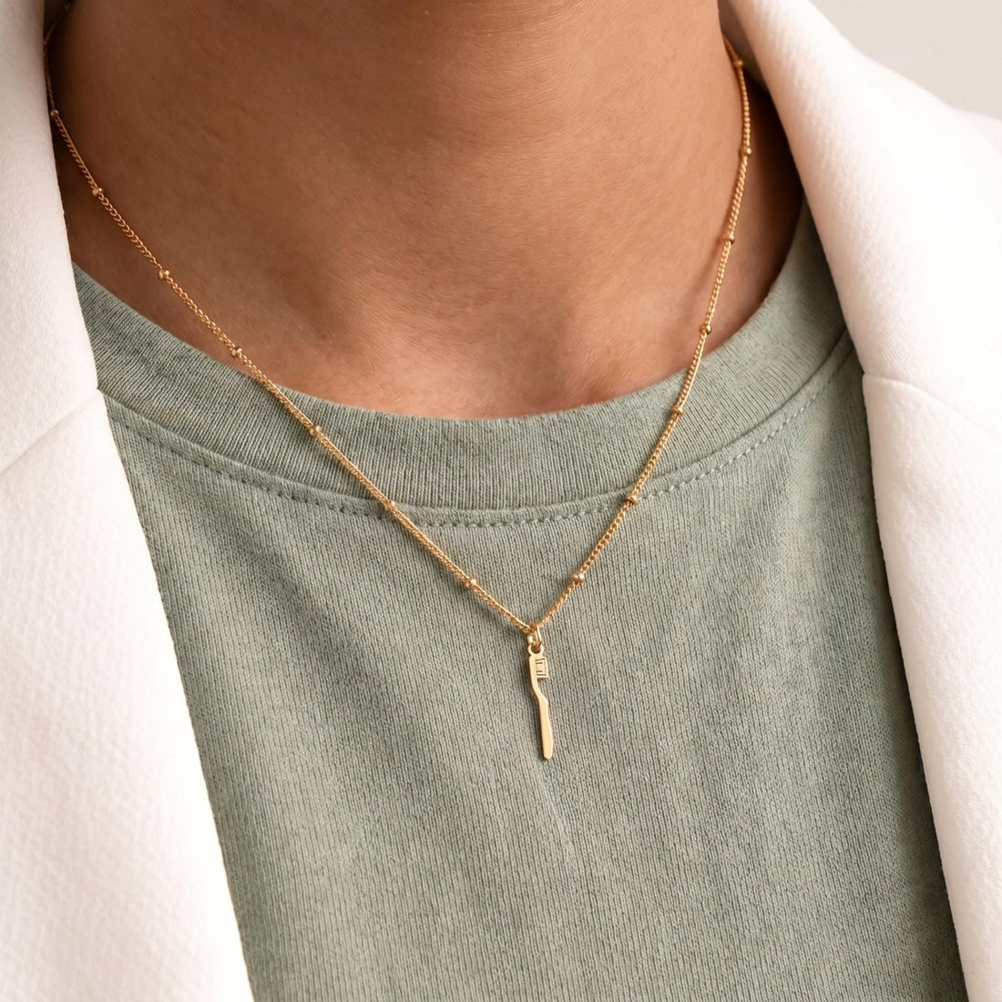 Tooth Charm Beady Necklace