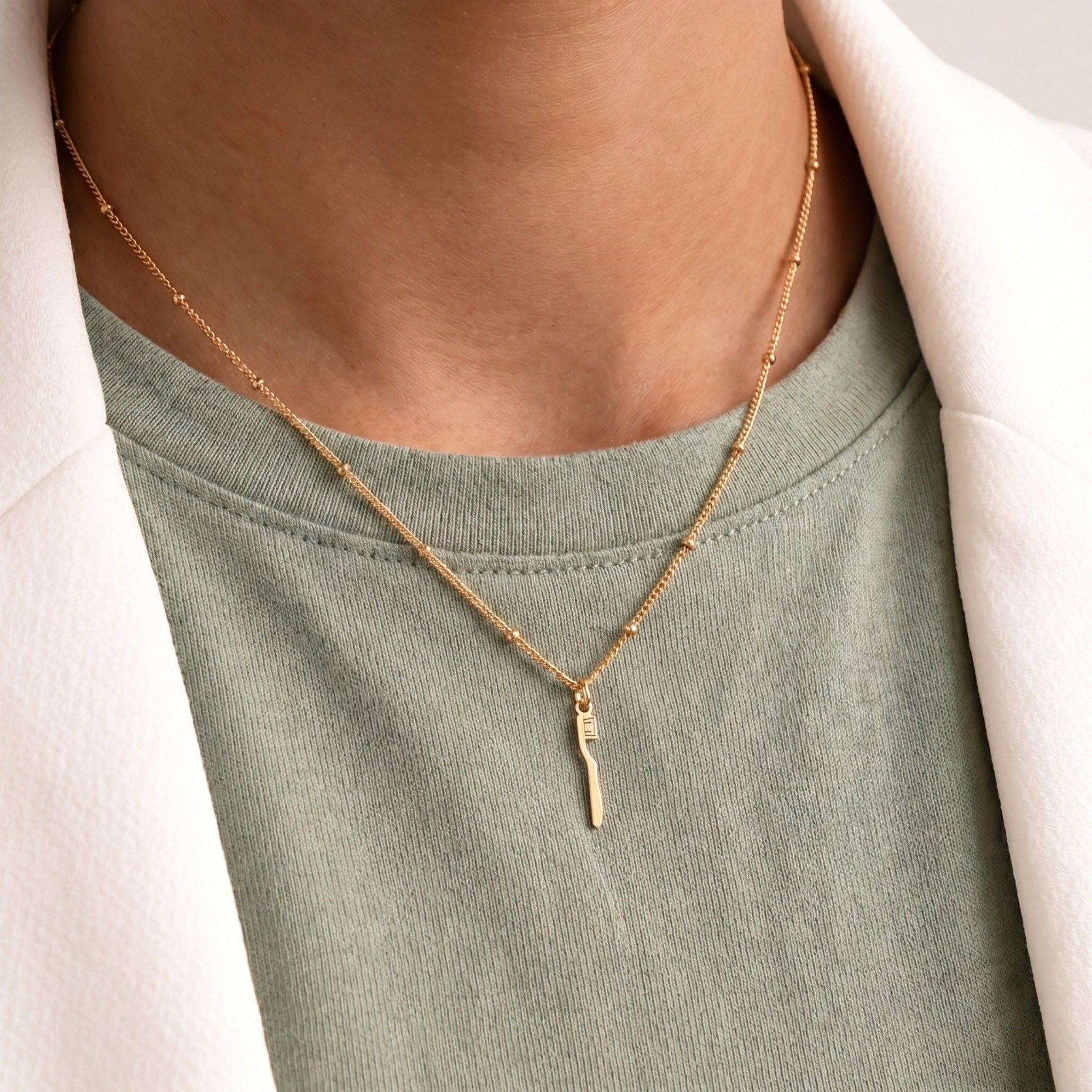 Tooth Charm Beady Necklace