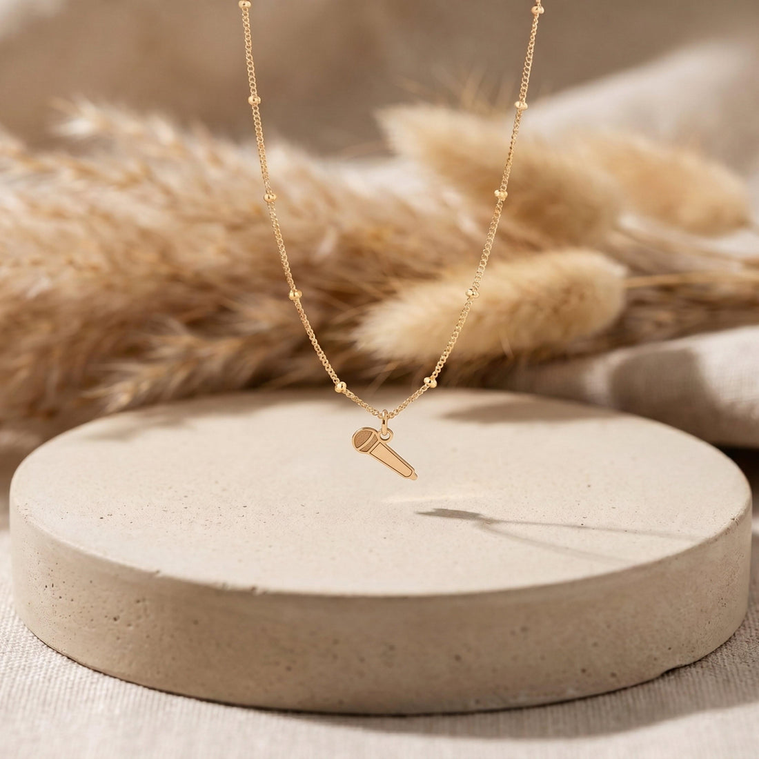 Microphone Charm Beady Necklace