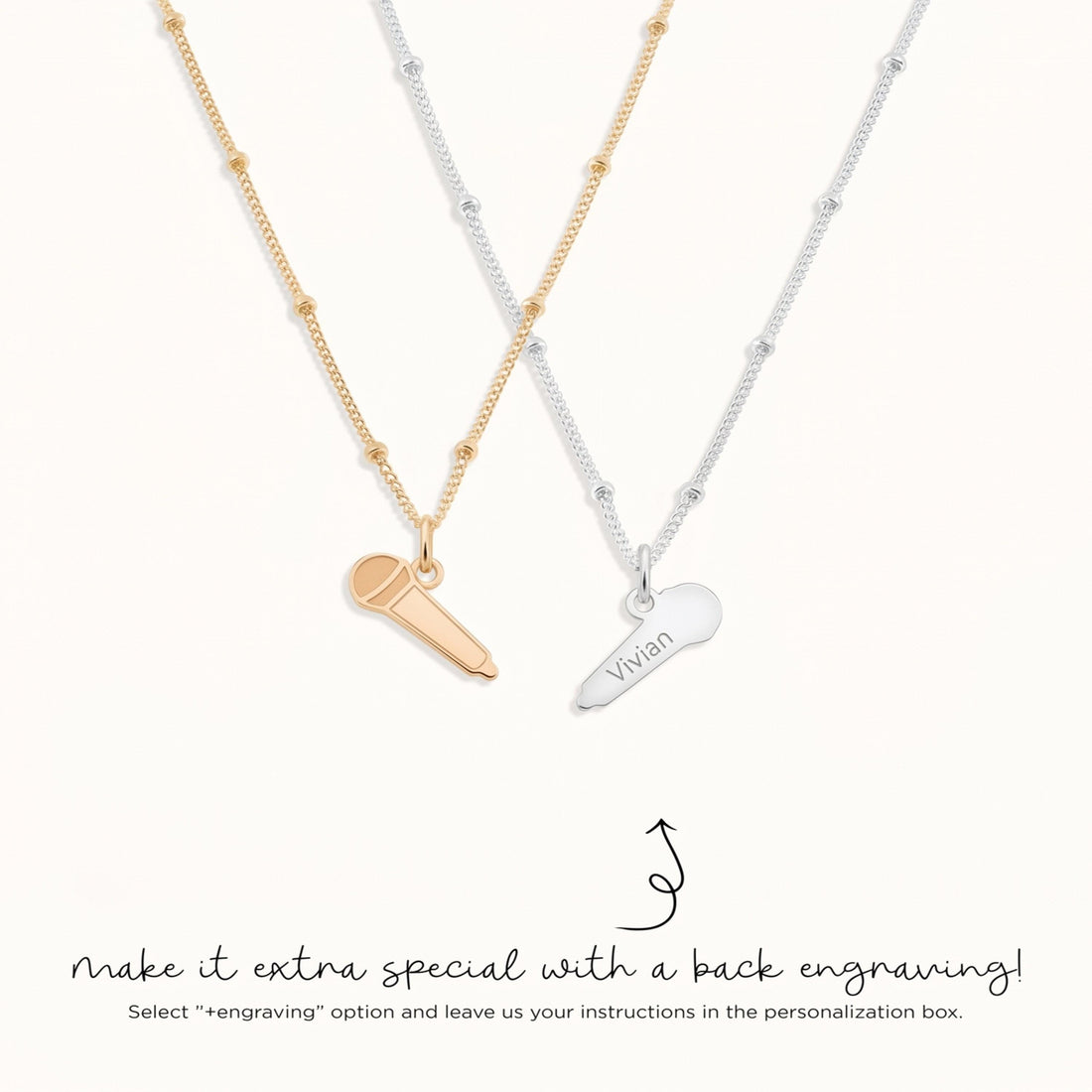 Microphone Charm Beady Necklace