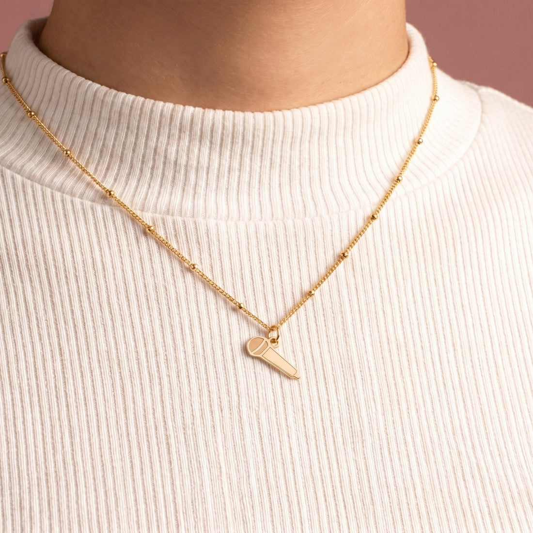 Microphone Charm Beady Necklace