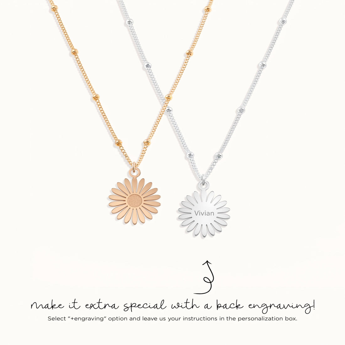 Daisy Flower Charm Necklace
