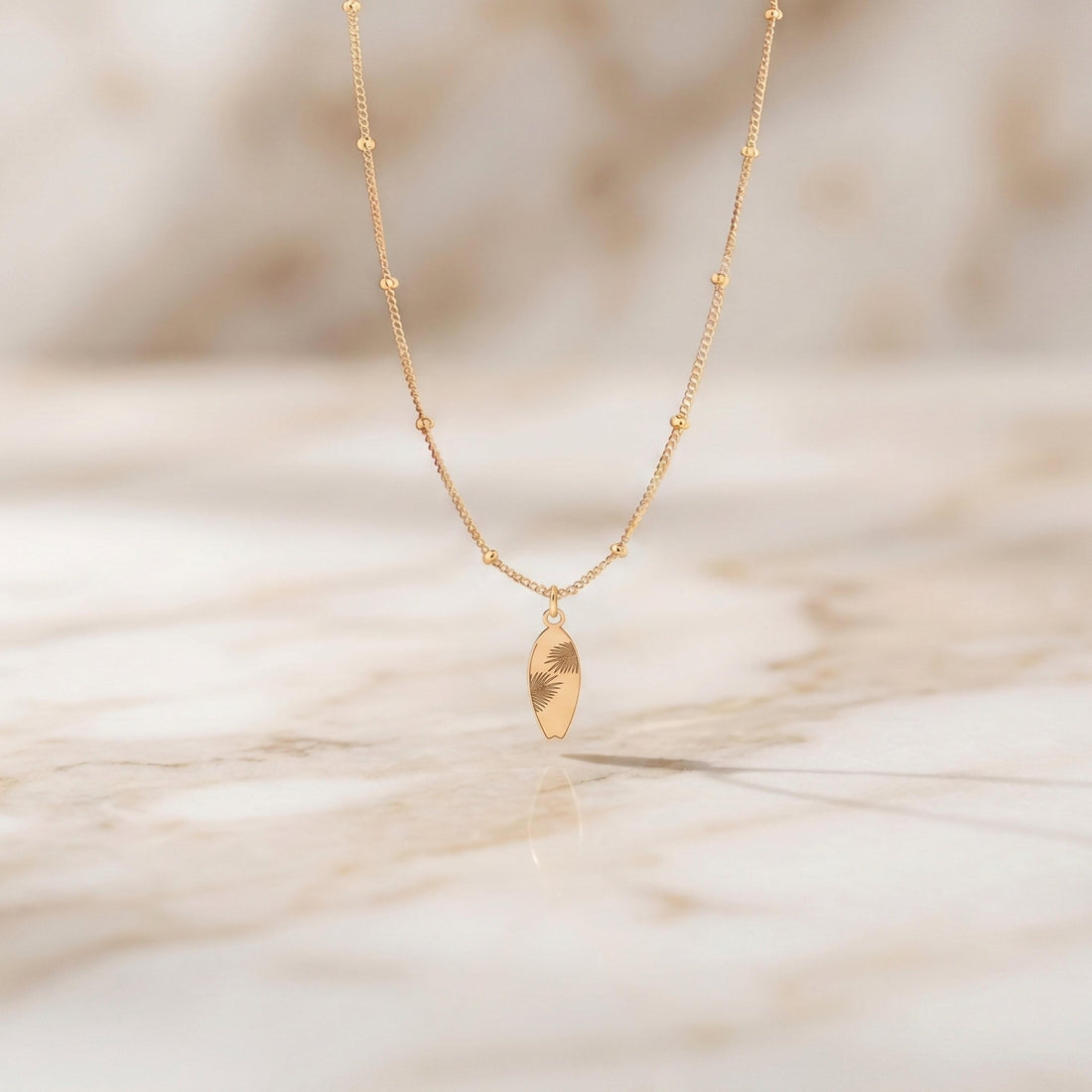 Surfboard Charm Beady Necklace