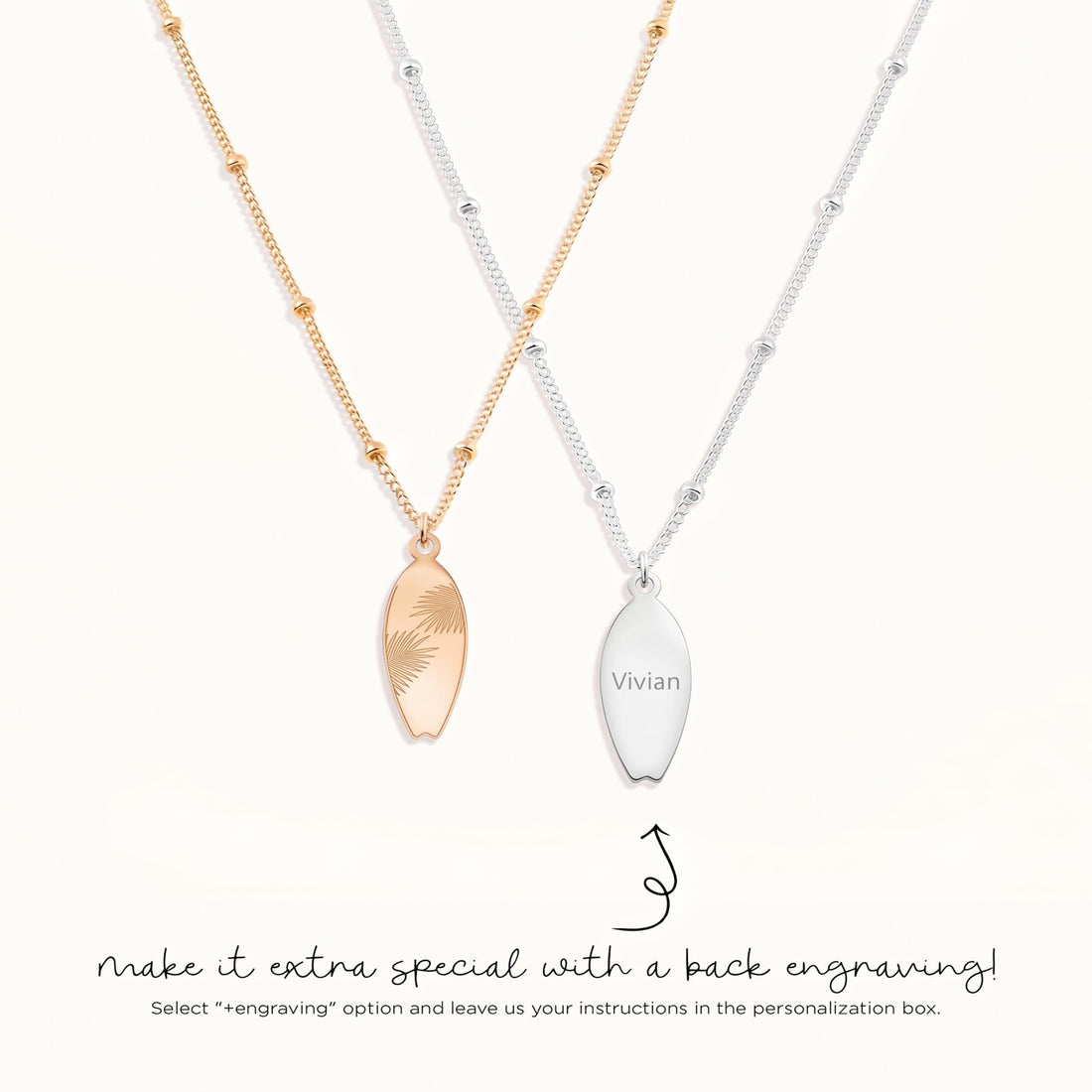 Surfboard Charm Beady Necklace