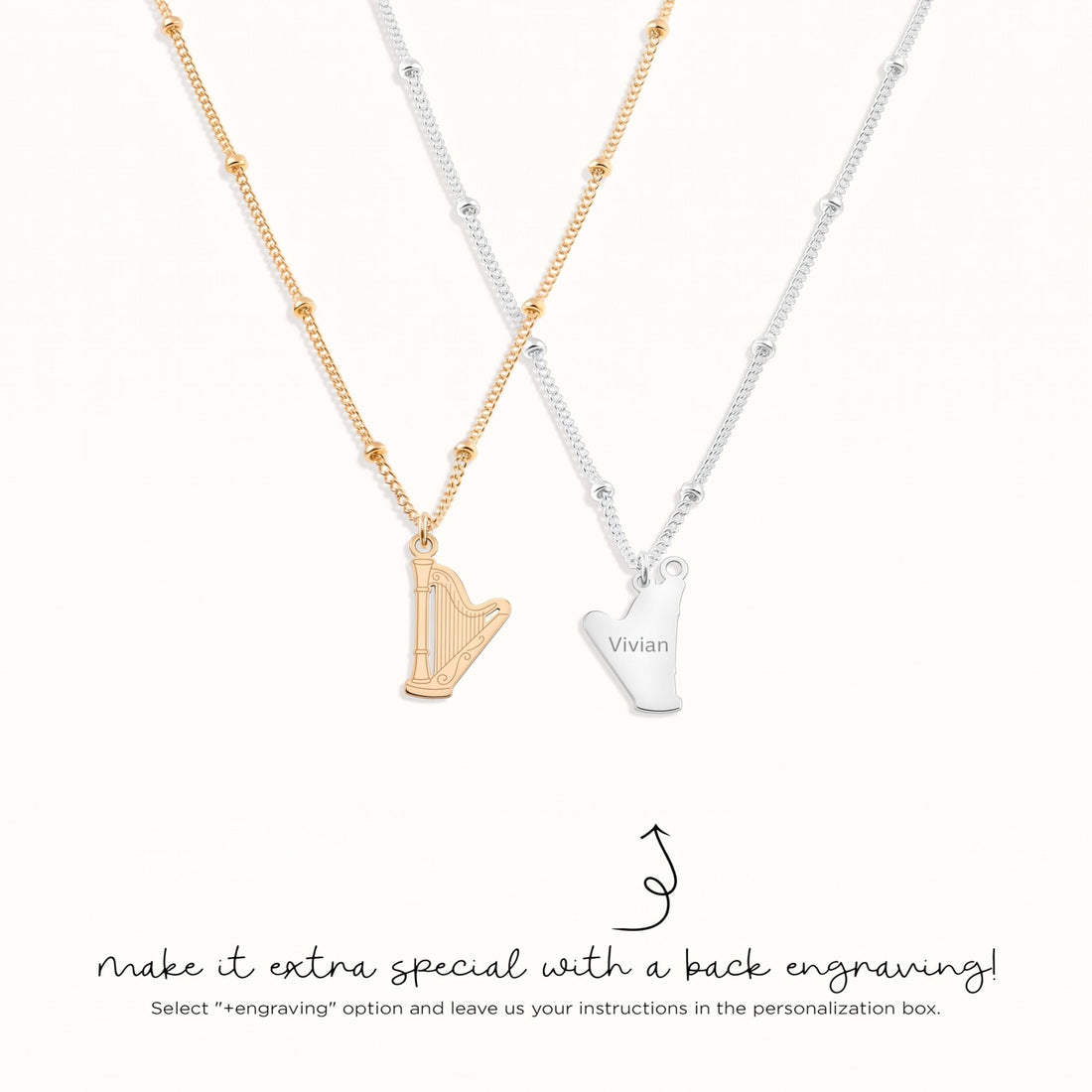 Harp Charm Beady Necklace