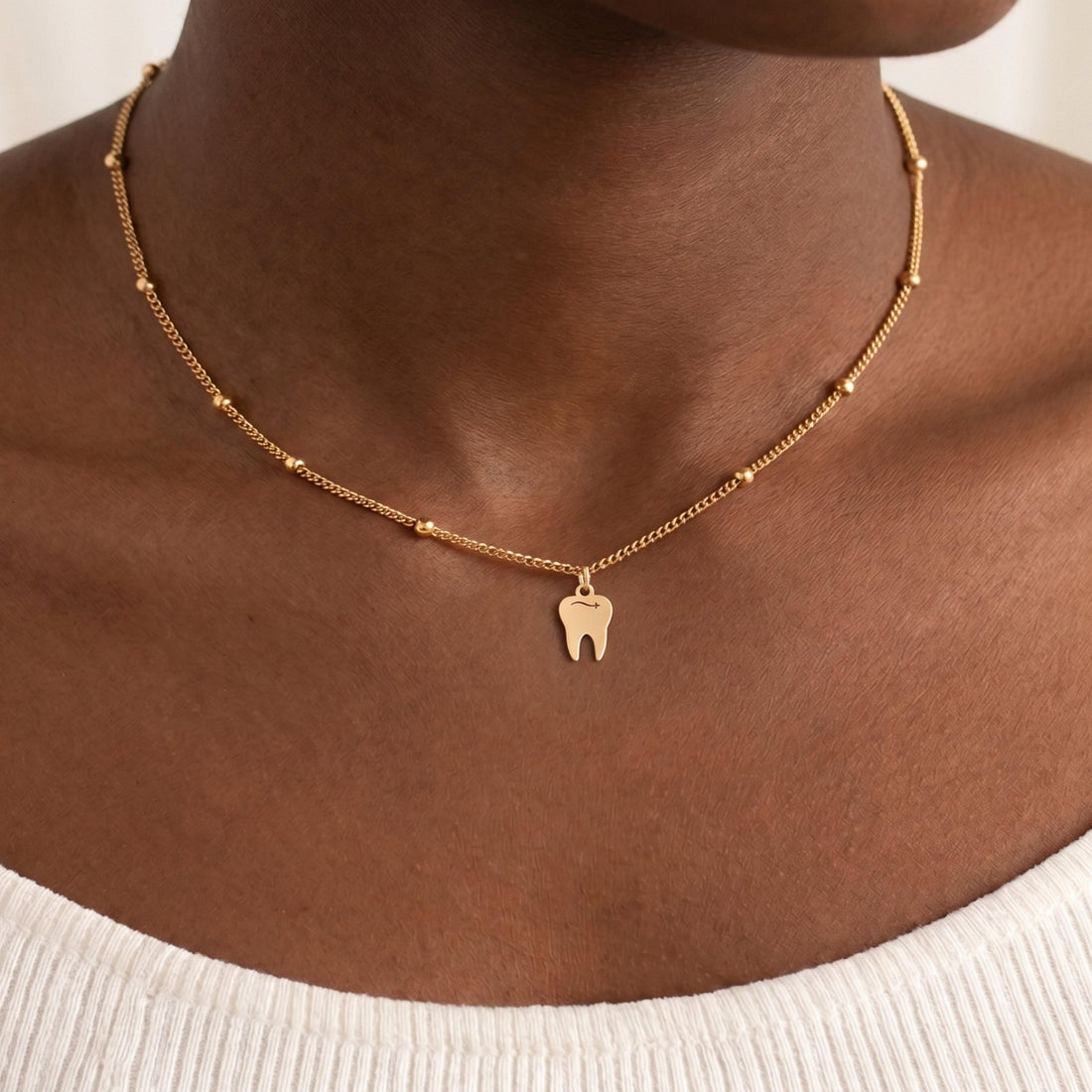 Tooth Silhouette Beady Necklace