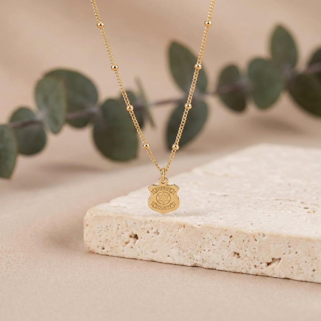 Sheriff Badge Charm Necklace
