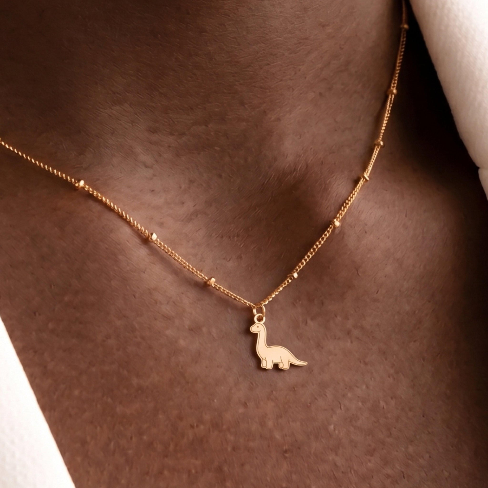 Brontosaurus Charm Beady Necklace