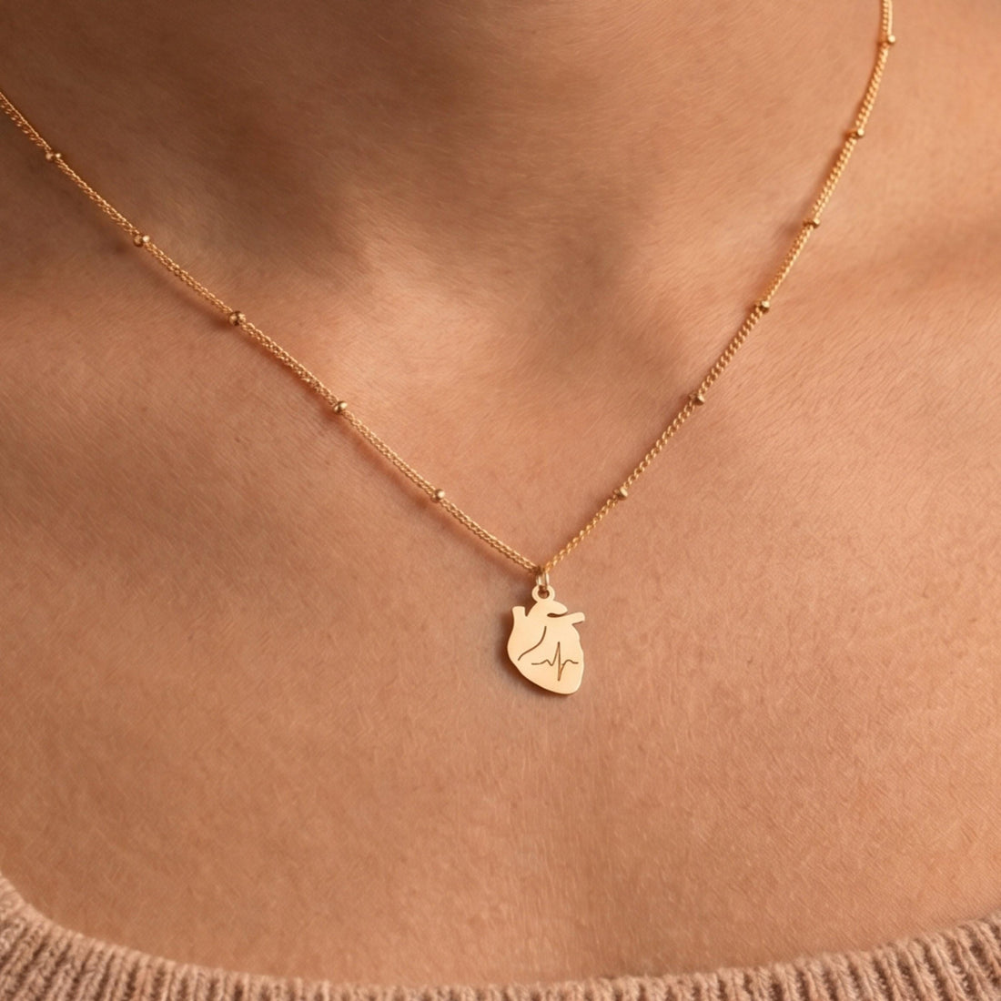 Anatomical Heart Charm Necklace