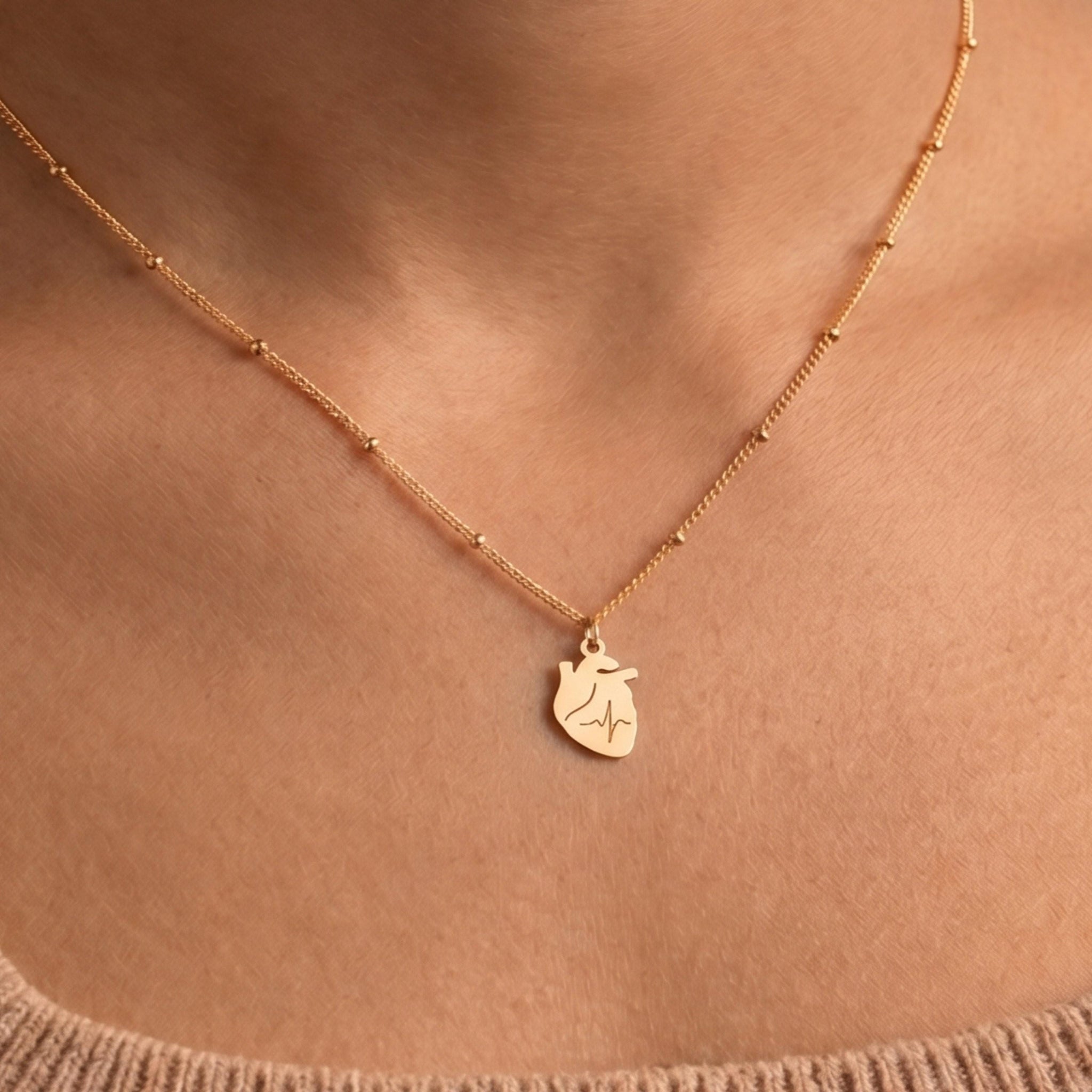 Anatomical Heart Charm Necklace
