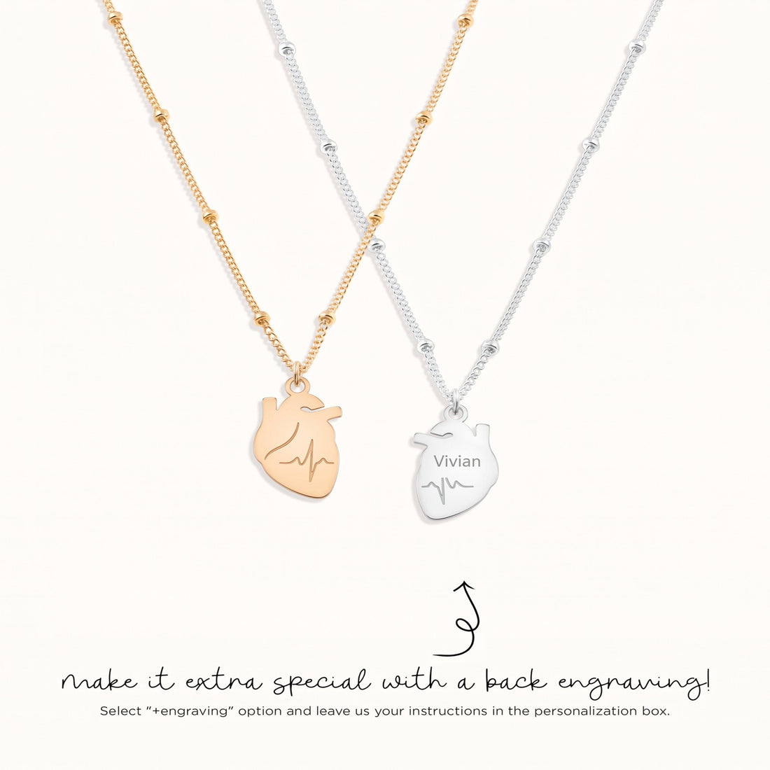 Anatomical Heart Charm Necklace