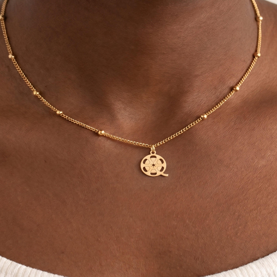 Film Reel Charm Beady Necklace