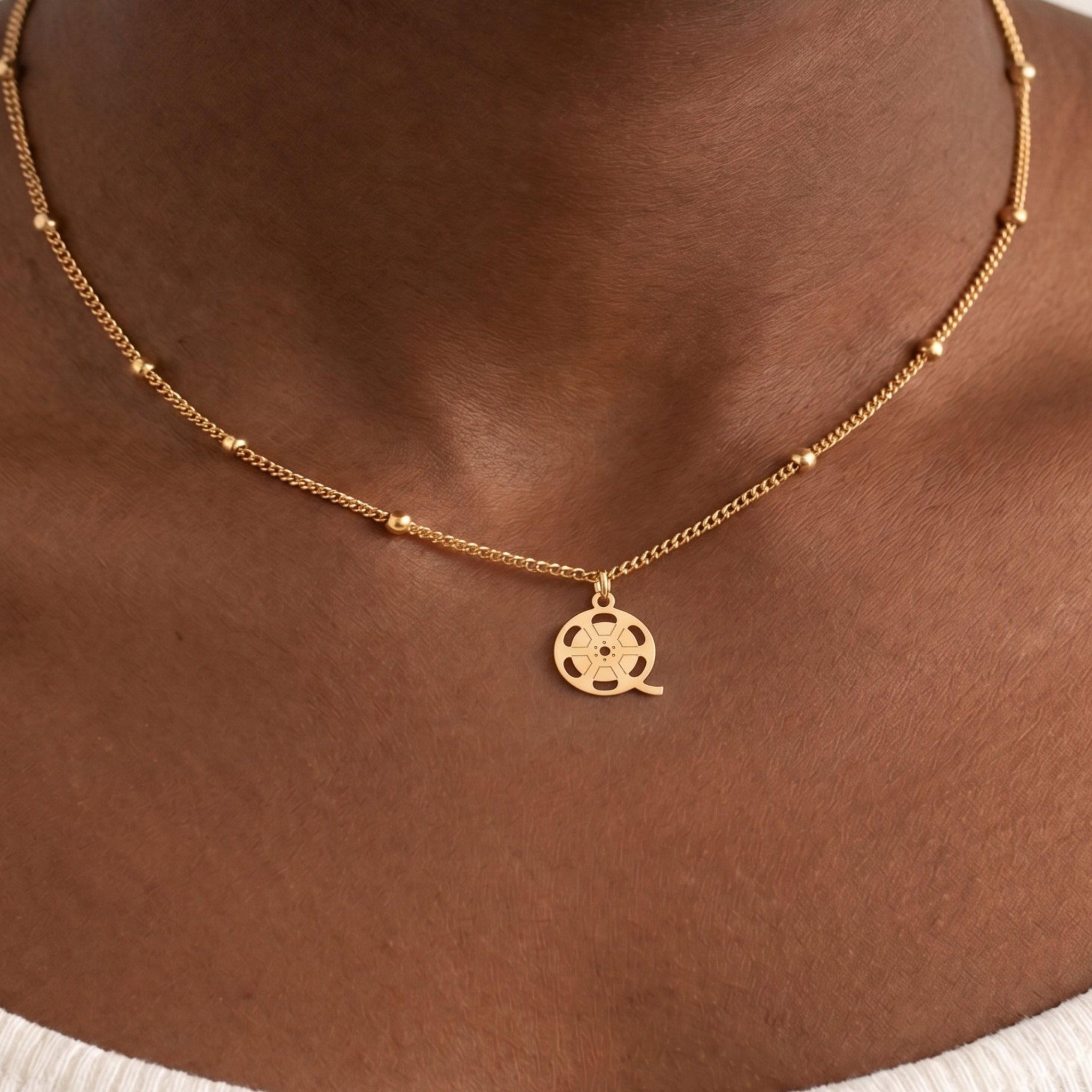 Film Reel Charm Beady Necklace