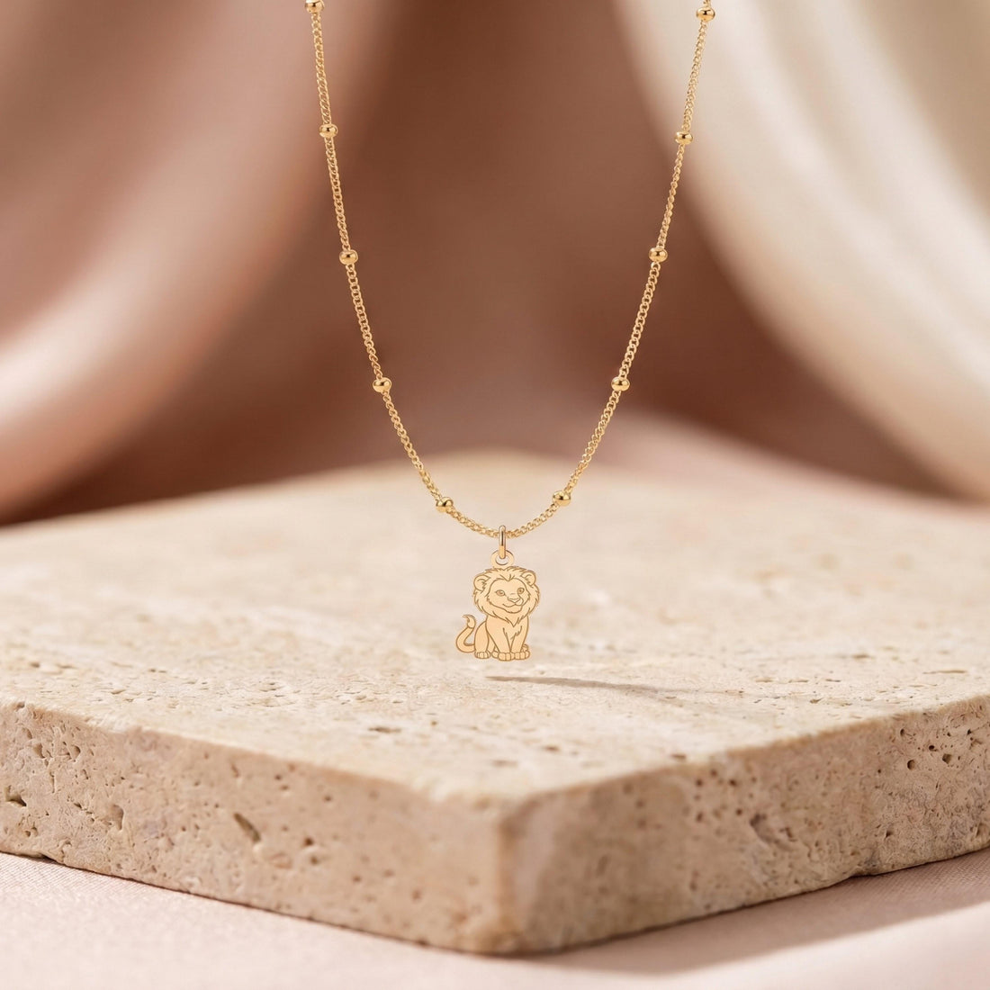 Sitting Lion Charm Necklace