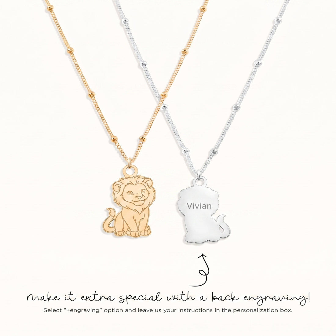 Sitting Lion Charm Necklace