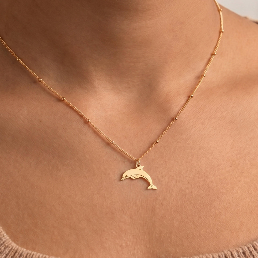 Jumping Dolphin Beady Necklace