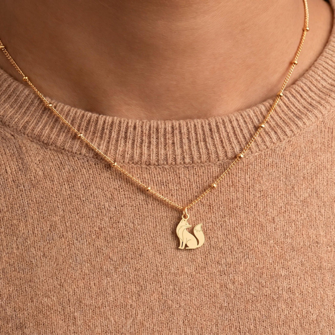 Sitting Fox Beady Necklace