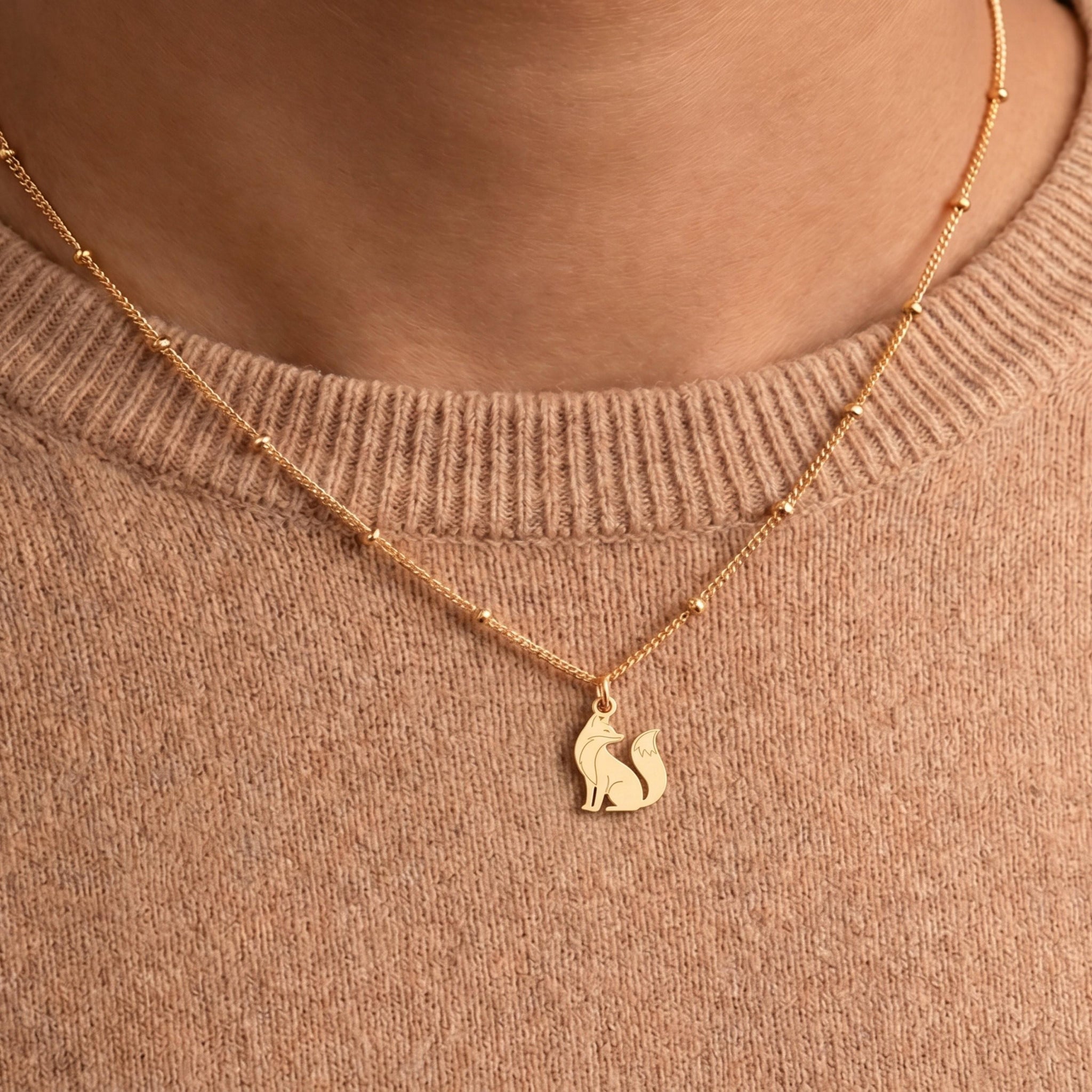 Sitting Fox Beady Necklace