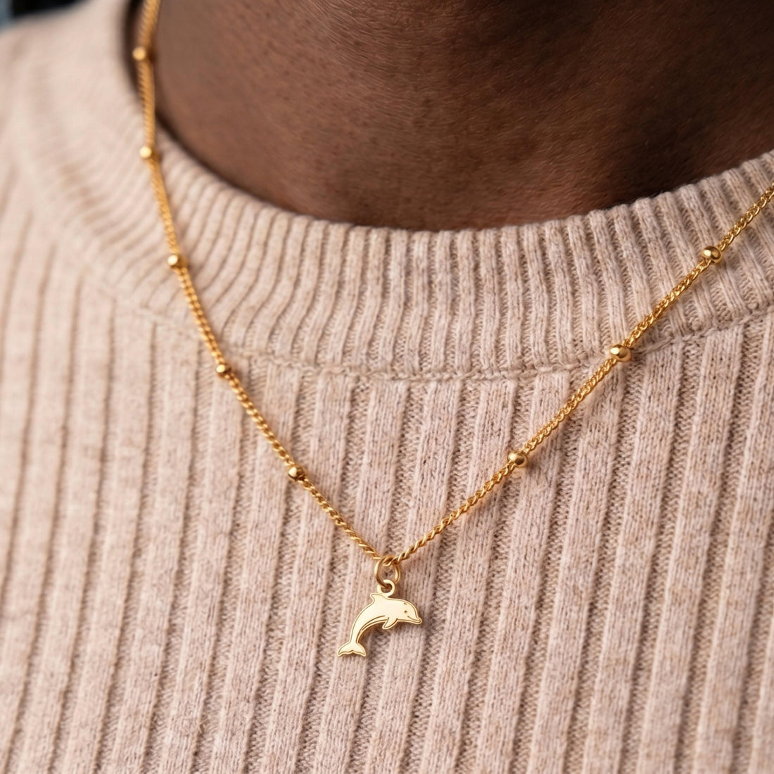 Dolphin Charm Beady Necklace