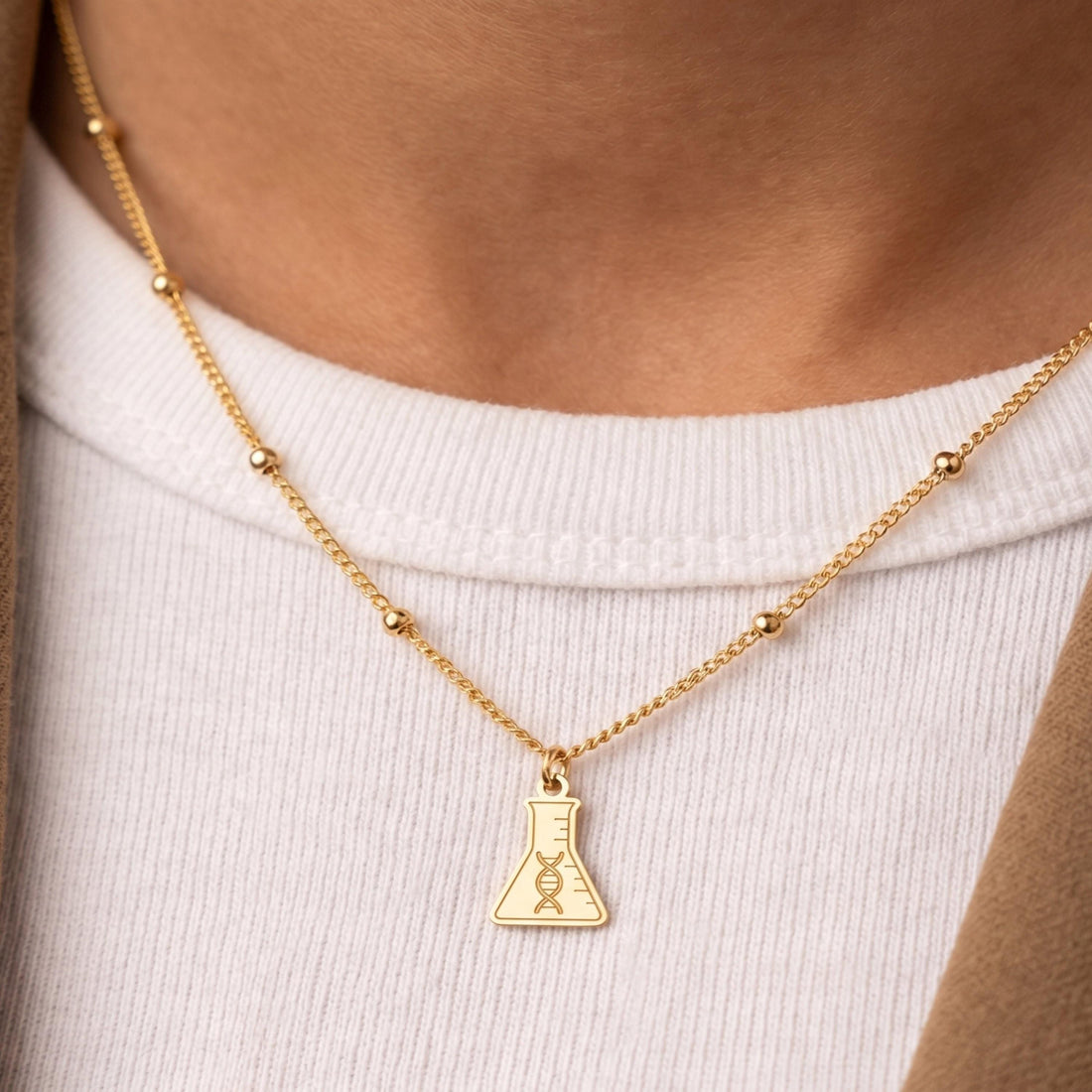 DNA Flask Charm Necklace